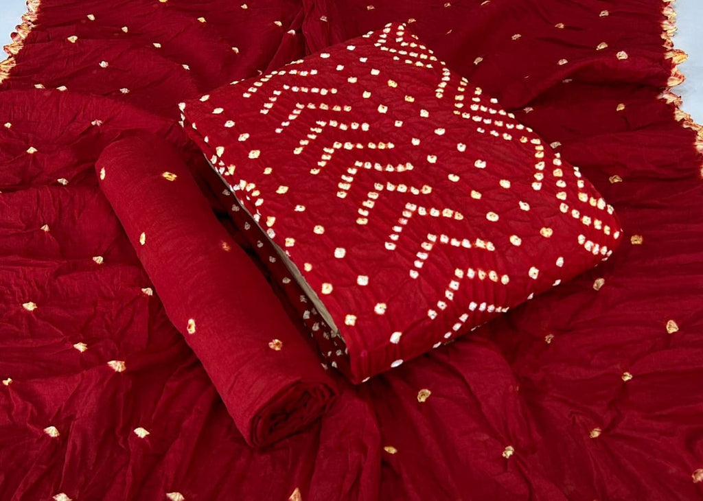 COTTON SHATIN HEAVY BANDHNI SUIT WITH 2.50 MTRS BOTTOM