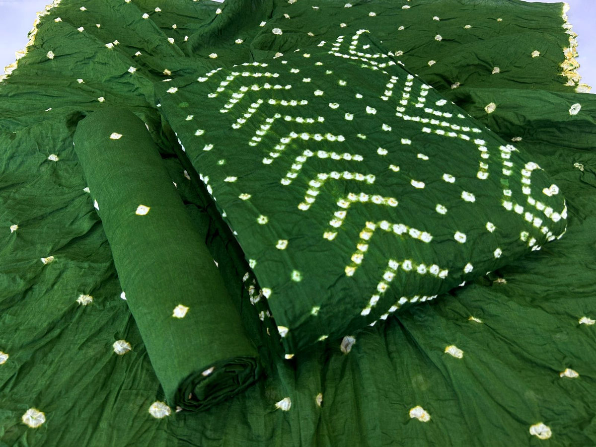 COTTON SHATIN HEAVY BANDHNI SUIT WITH 2.50 MTRS BOTTOM
