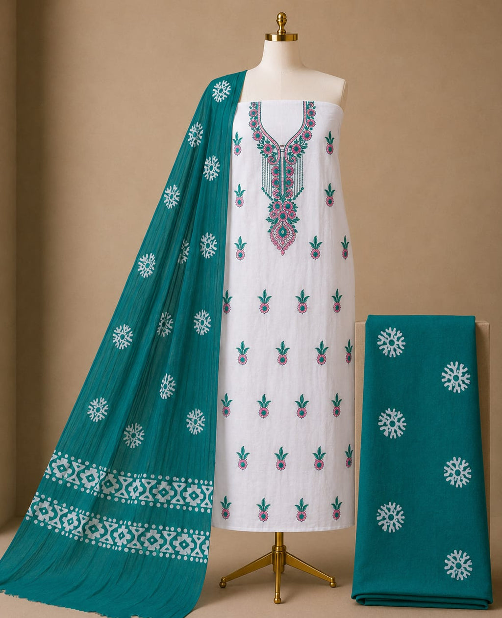 Exclusive Poplin White Neck Work Vol - 3