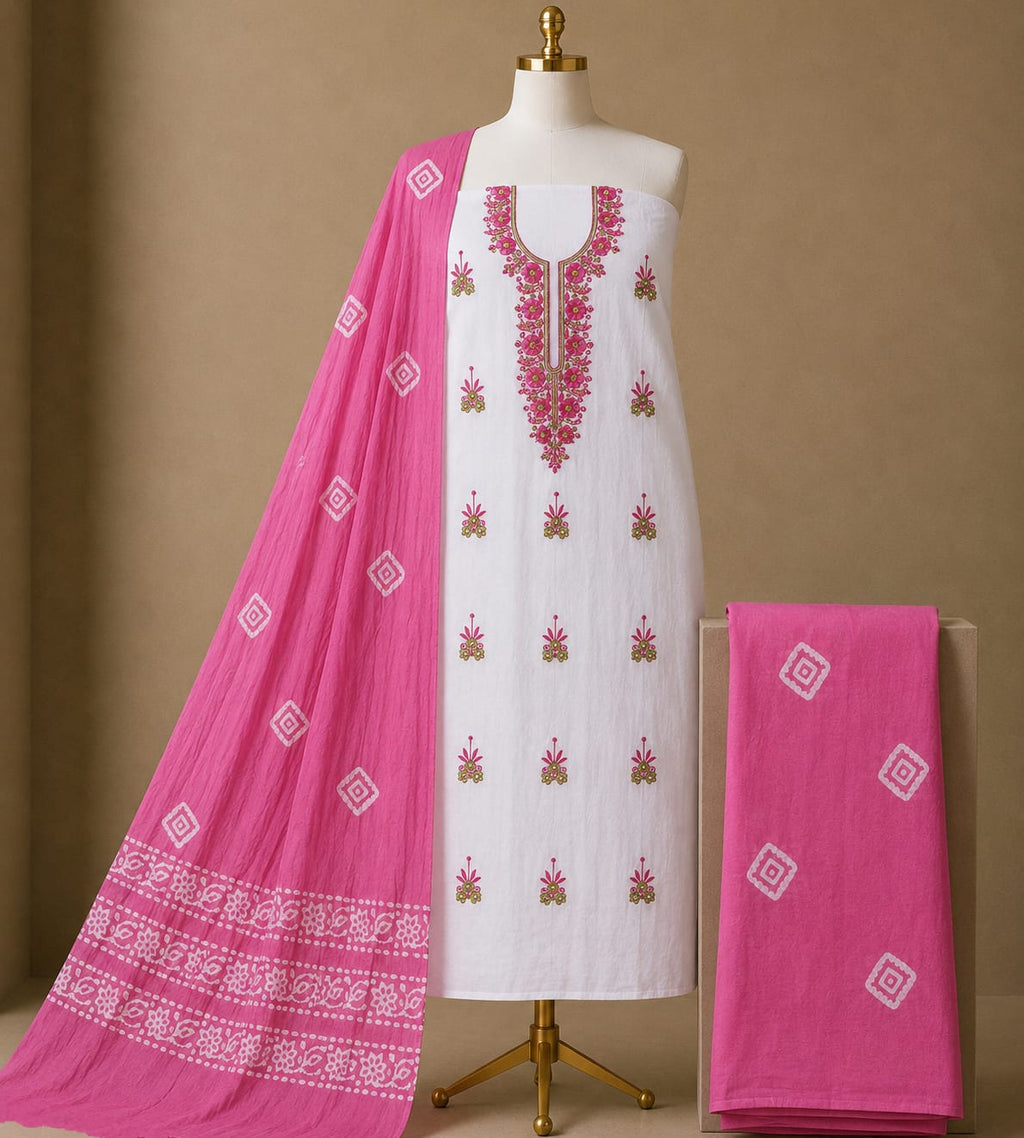 Exclusive Poplin White Neck Work Vol - 3