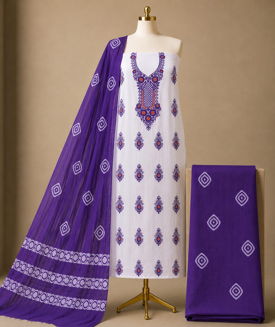 Exclusive Poplin White Neck Work Vol - 3